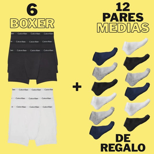 BOXER 3X6 + 12 PARES DE MEDIAS GRATIS