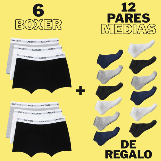 BOXER 3X6 + 12 PARES DE MEDIAS GRATIS