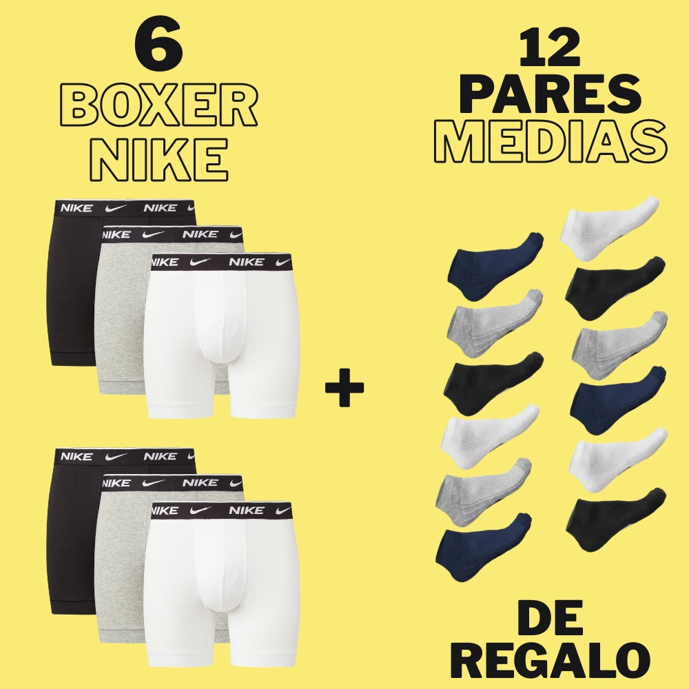BOXER 3X6 + 12 PARES DE MEDIAS GRATIS